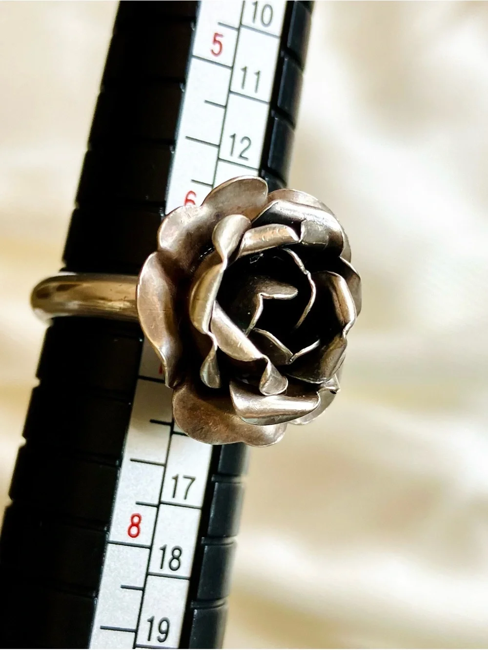 Sterling Silver Rose with Petals Statement Ring, 6.75
